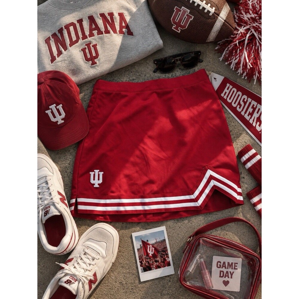 Indiana University Hoosiers IU Red and White Cheer Skirt Adult (L). Never Worn.